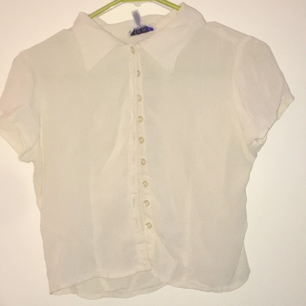 Thin white button up shirt